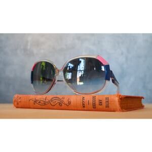 Vintage 80s Sunglasses NOS Taiwan Color Block Grandma Retro Festival Yacht Beach